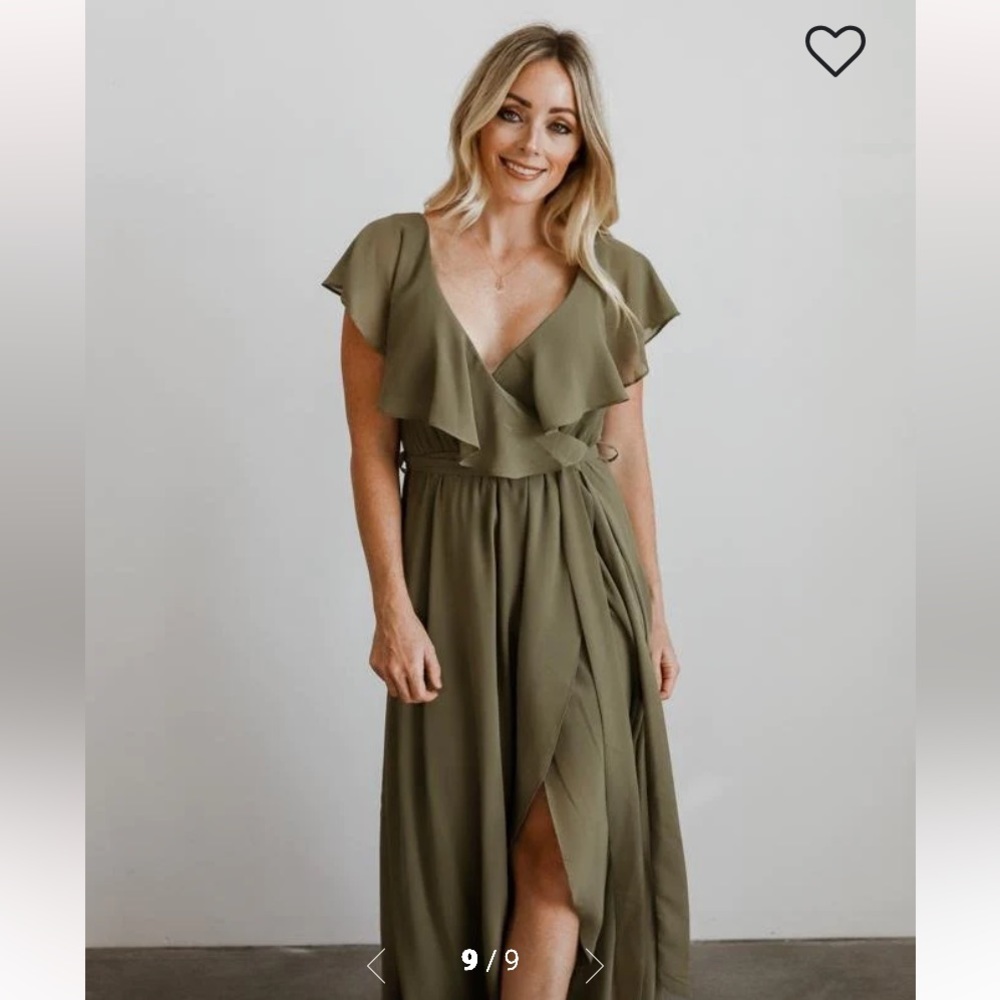 NWT Baltic Born Katya Ruffle Maxi Dress Sage Green